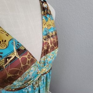 Shoreline metallic green maxi dress S/M